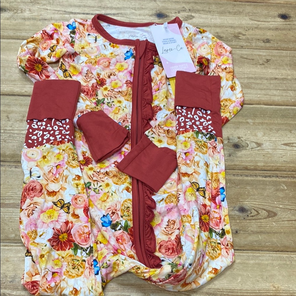 Floral Kids Pajamas - Red and Multicolor
